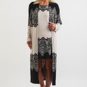 Joseph Ribkoff Printed Tank Dress Black and Beige 6